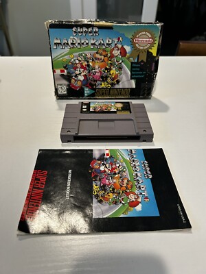 Super Mario Kart (Super Nintendo, 1992) SNES Authentic Cartridge + Box + Manual