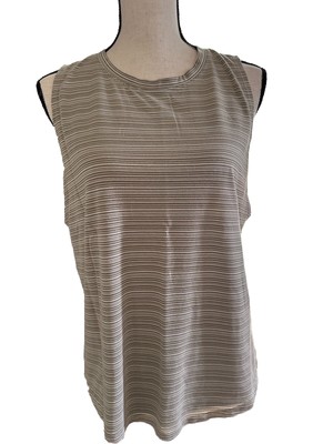 Athleta Womens Cloudlight Khaki Green Striped Muscle Tank Size Large