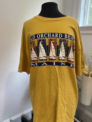 VTG OLD ORCHARD BEACH MAINE TEE YELLOW SAILBOAT XL 1995 F&M EXPRESSIONS PAVAL