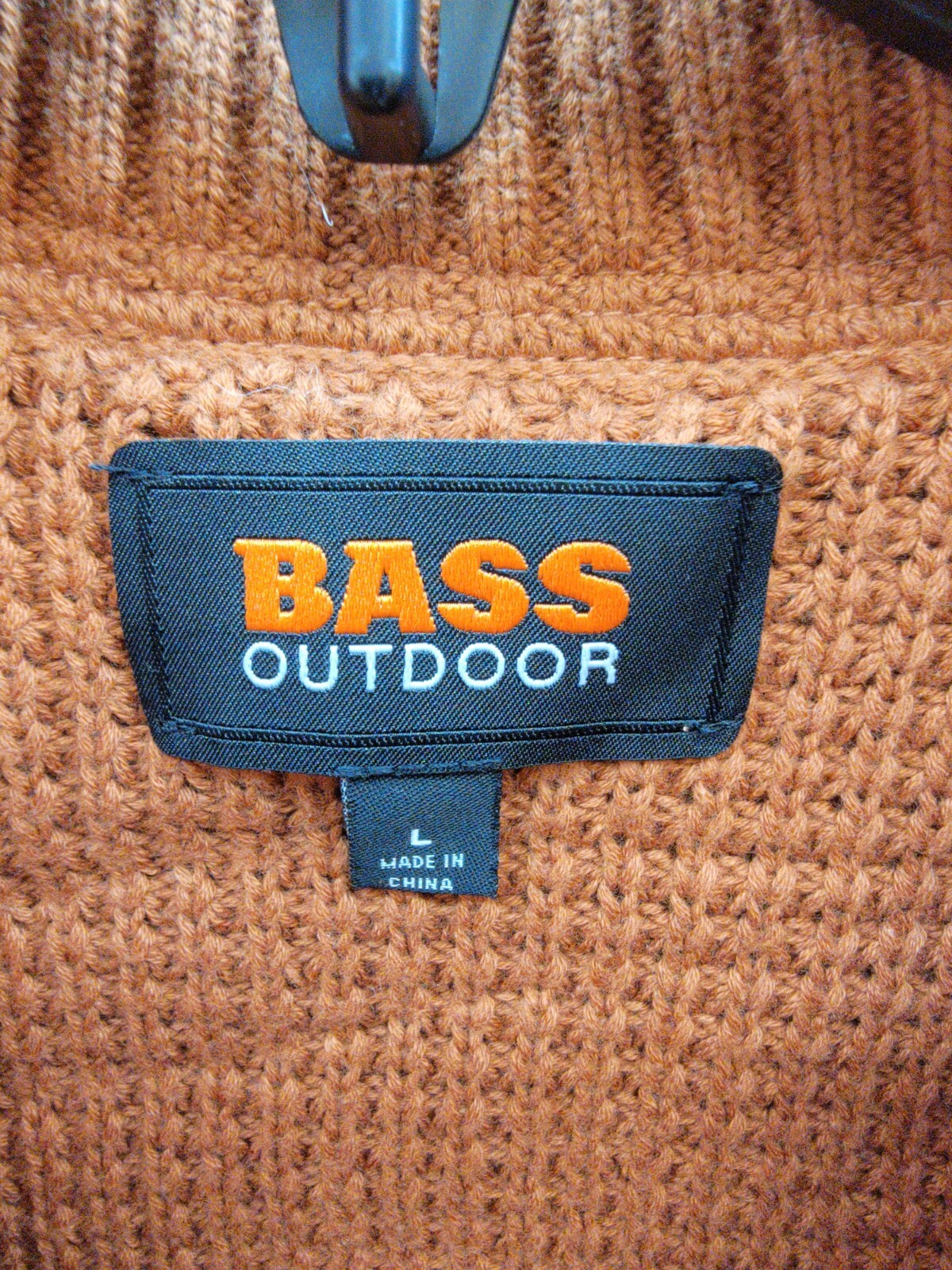 Bass Outdoor Quarter-Zip Long Sleeve Pullover Patch Sweater Men's L Burnt Orange - Picture 10 of 17
