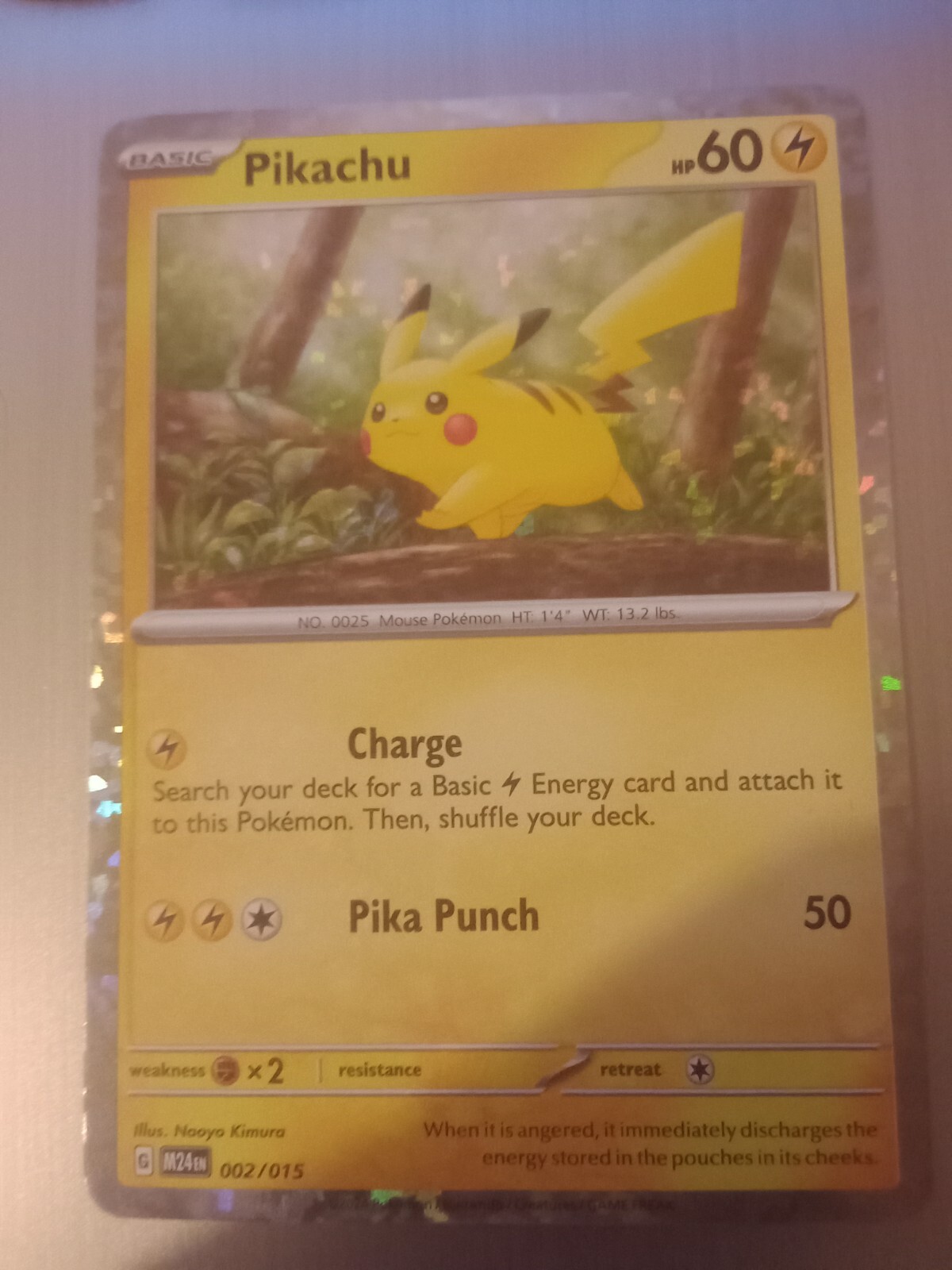 Pikachu 2025 Mcdonald's Pokemon Card RARE Holo Foil 002/015