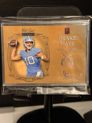 Wild Card Matte SG-DM Drake Maye 2023 Smoking Guns Gold 2/2 Encased Trading Card