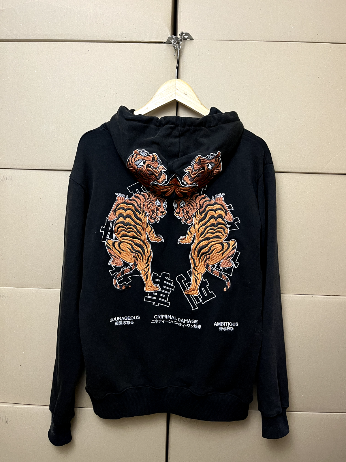 CRIMINAL DAMAGE HOODIE LONDON BLACK SWEATSHIRT E2K STREET