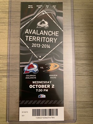 2013-14 Colorado Avalanche NHL Ticket Stubs - pick game!  MacKinnon season debut