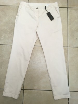 Marc Cain Womens Lightweight Cotton Pants Trousers Size 14 Uk BNWT Powder