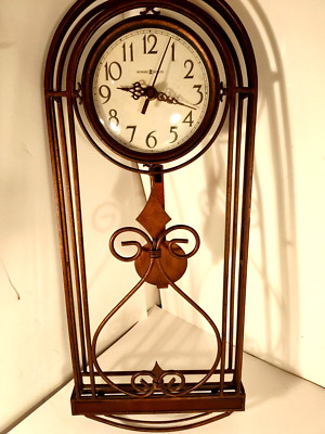 Howard Miller Paulina Wall Clock Wrought Iron Antique Pendulum Design Quartz 22''