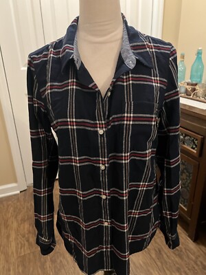 Tommy Hilfiger Woman s Cotton Plaid Long Sleeve Shirt- Size M NWOT 