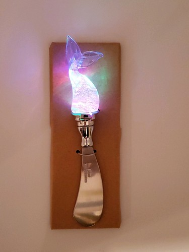 Nautical Coastal Beach Dolphin Tail Glass LED Color Changing Cheese Spreader