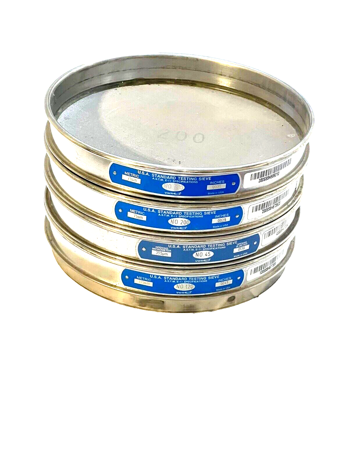 VWR Scientific USA Standard Test Sieve No.200,120,45 opening micrometer 75 M (5)
