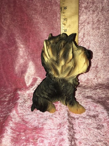 Yorkie Figurine Oversized Head, Yorkshire Terrier Realistic Eyes, 6”, Unkn. Mfg
