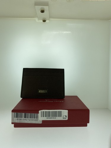 Pre-owned Ferragamo Salvatore  Pebbled Leather Card Holder Brown Box Id $350 Logo