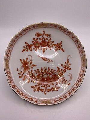 MEISSEN Porcelain Kakiemon Indian Floral Orange Plate 5,5 D Gold Accent ~MINT~