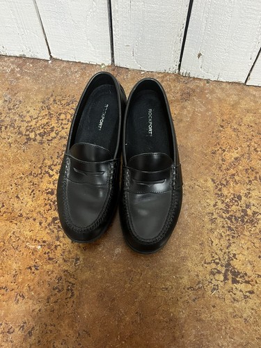Rockport Mens Sz 11 Black Leather Loafer Penny Shoes (Bin  display picture 1