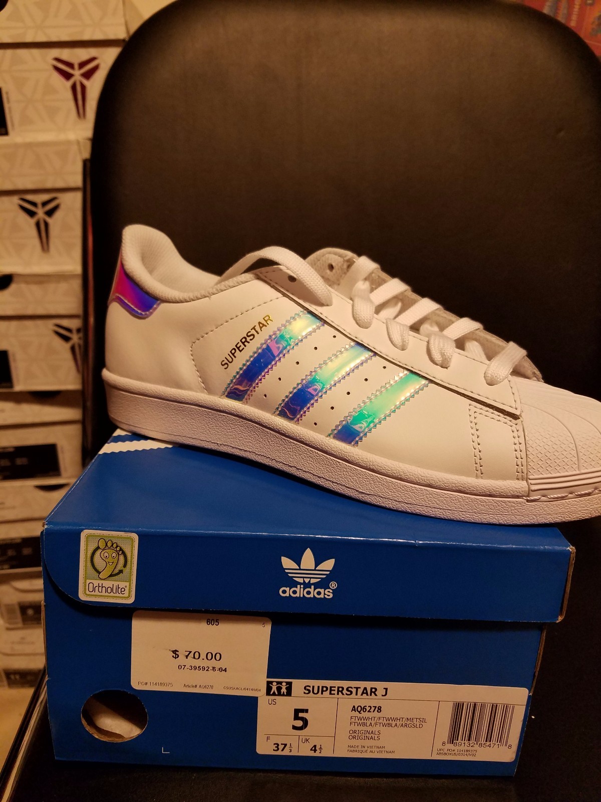 adidas superstar j white hologram