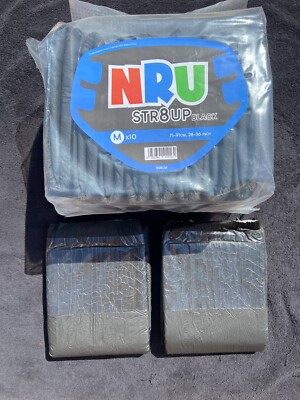 ABDL Diapers NRU Str8up Adult Baby Diaper Lot of 2 White Medium Sample Pack