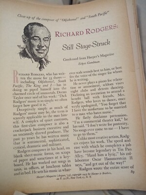 L1n Ephemera 1953 article Richard Rodgers by eckert goodman 