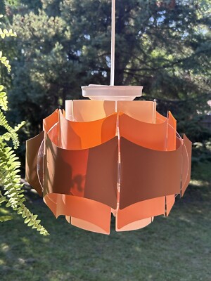 Hoyrup Denmark 70s Ceiling Light Orange Brown 1970s