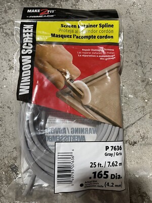 Prime-Line (5-Pack) WINDOW SCREEN Retainer Spline 0.165'' x 25' GRAY Vinyl P7633