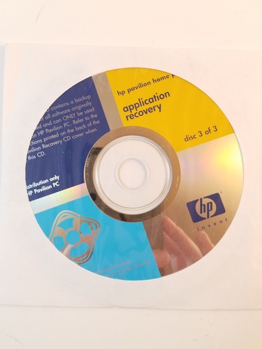 HP Pavilion Home PC 3 Disc System Recovery Application Recovery 2001 HP5012