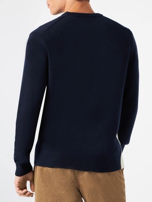 Pre-owned Mc2 Saint Barth Man Sweater With Courmayeur Postcard In Blue