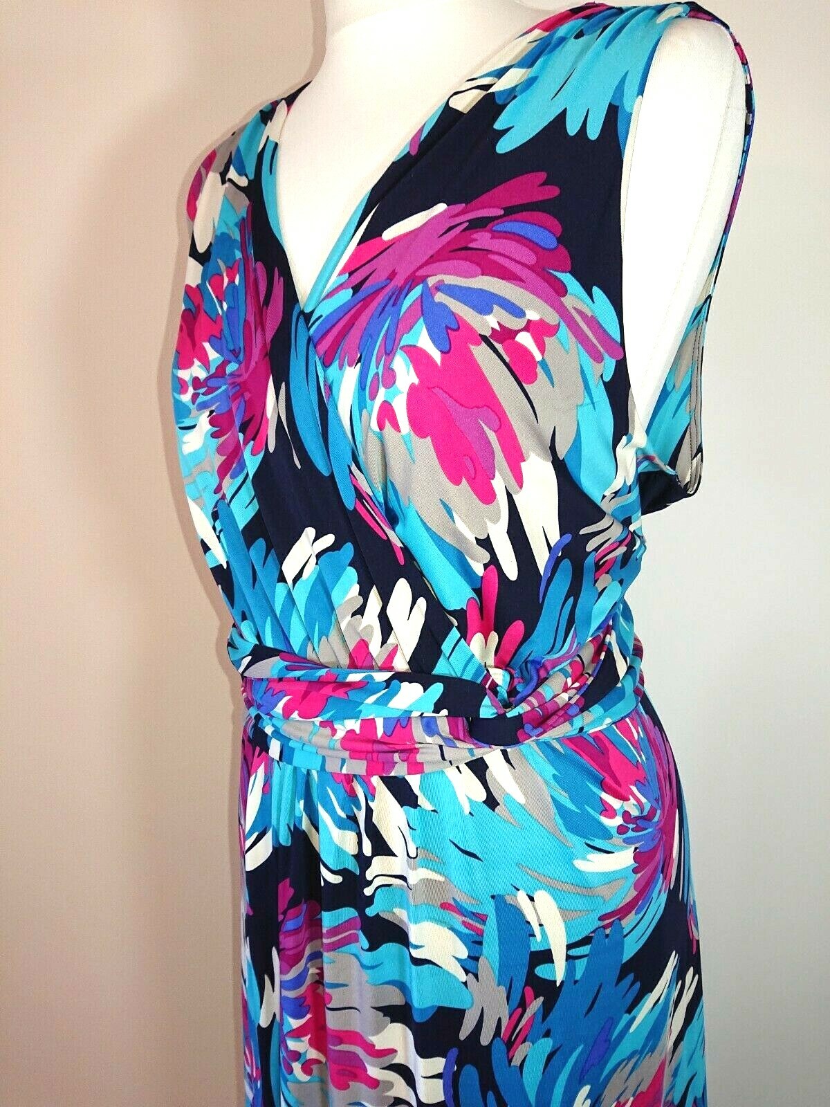 Ann Harvey Maxi Dress Size26 Pink White 