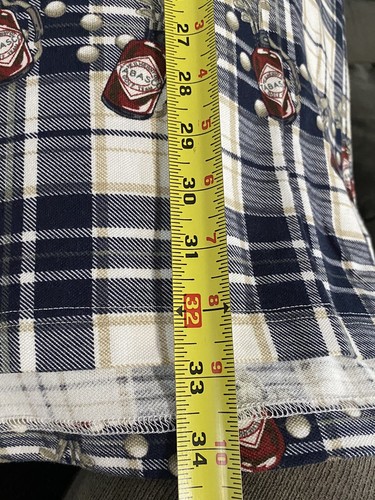 Tabasco Golf Club Bag Polo Button Shirt Mens XL Plaid Short Sleeve Vintage VGC