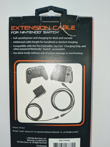 Nintendo Switch 6ft Extension Cable works with any USB C New Sealed Black Web