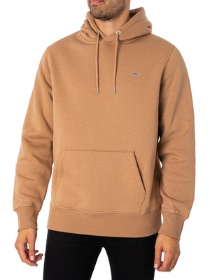 

Мужская толстовка с капюшоном GANT Regular Shield, коричневая, Коричневый