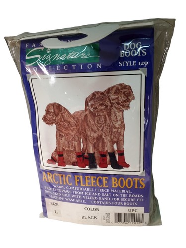 Vtg Arctic Fleece Dog Paws Boots Black Large 41-60lbs Ethica