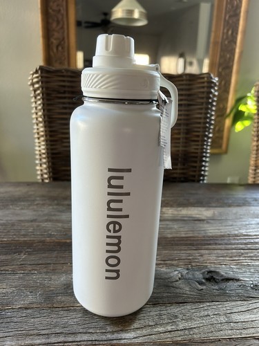 Lululemon Back To Life Insulated Sport Water Bottle 32oz White Brand New Dent