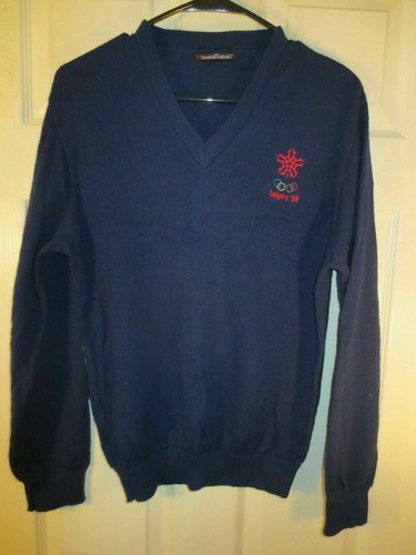 Olympic Commemorative Sweater Navy Blue Calgary 1988 Size Small/ Medium