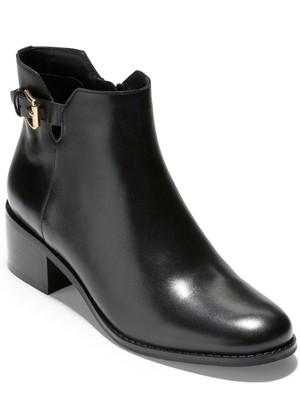 

COLE HAAN Женские черные кожаные ботильоны Haidyn с круглым носком на блочном каблуке с мягкой подкладкой, Черный, W21601