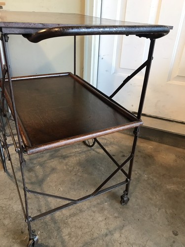 Antique 1900’s Cast Iron Collapsible Hospital Tray Cart RARE