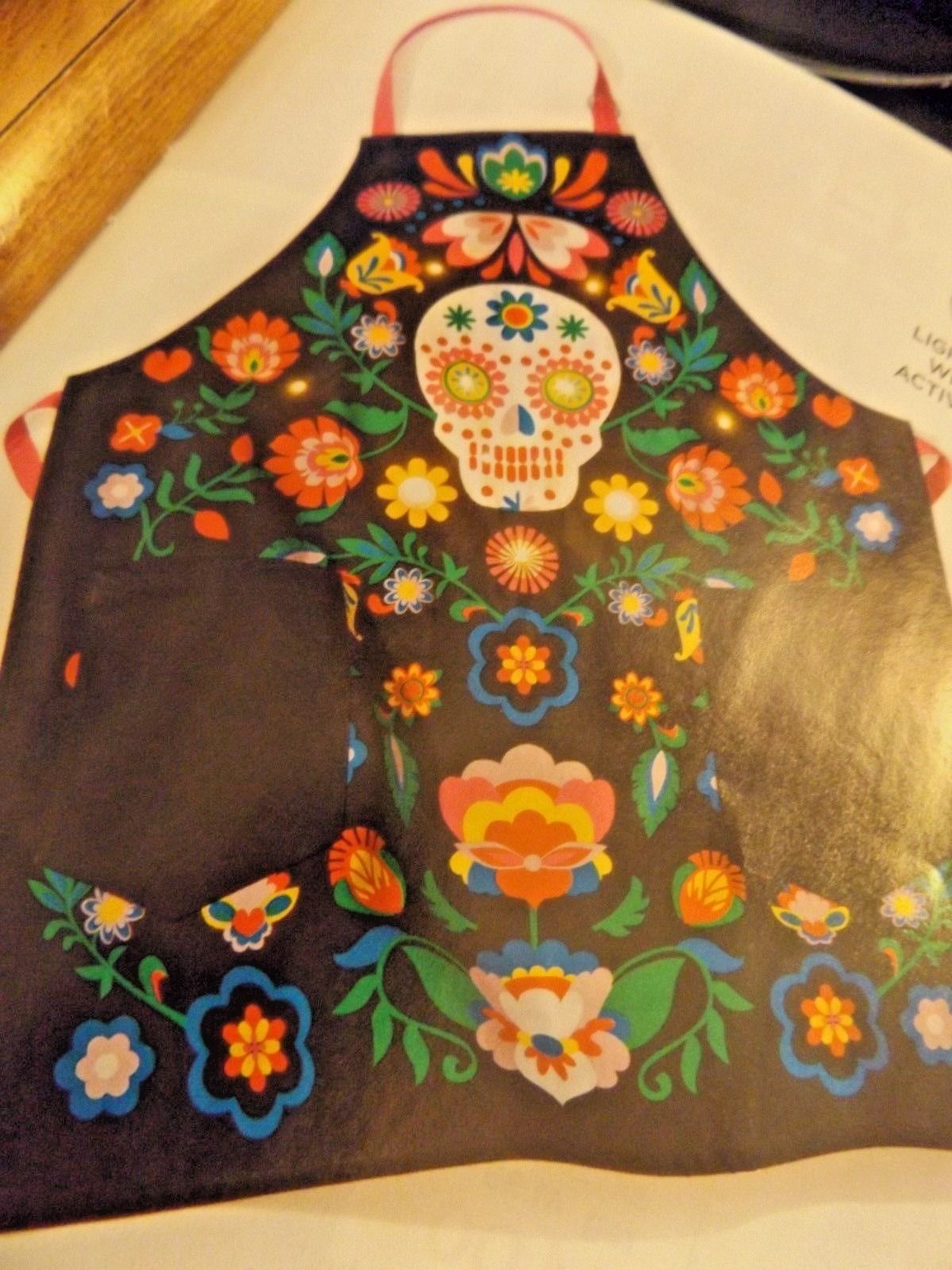 day of the dead light up halloween apron.