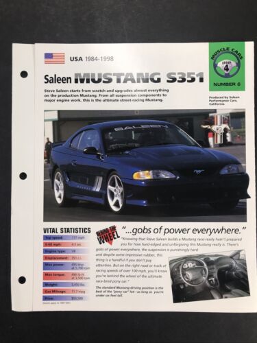 Saleen Mustang S351 Information Brochure muscle Cars Group 4 #...