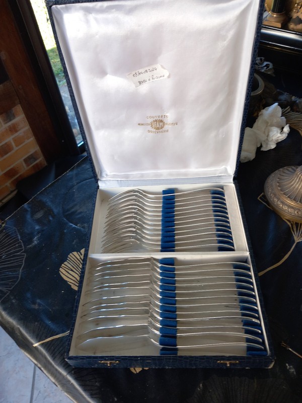 12 Couverts A Poisson Sfam  MÃ©Tal ArgentÃ© ( 24 PiÃ¨Ces )  En Ã©Crin