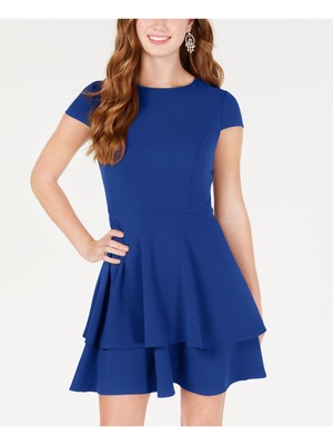 

B DARLIN Женское синее пуловер с короткими рукавами мини-платье трапециевидной формы для подростков 11\12, Синий