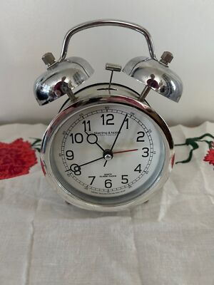 Vintage Sterling & Noble Clock Co. Twin Bell Analog 1 AA Battery Operated Retro