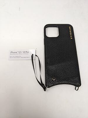 andolier Emma Crossbody Phone Case and Wallet - Black Leather 12 Pro Max