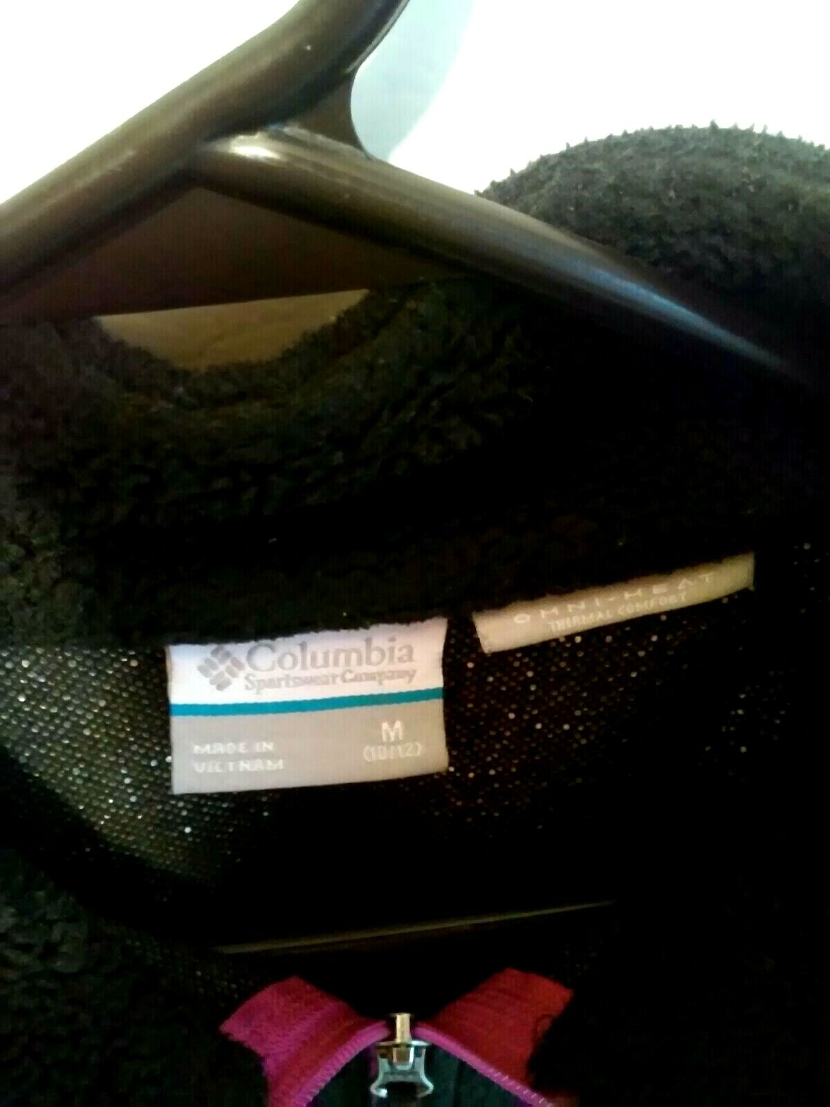 Columbia Youth Kids Girls Size Med (10/12) Black Fleece Zip Up Jacket