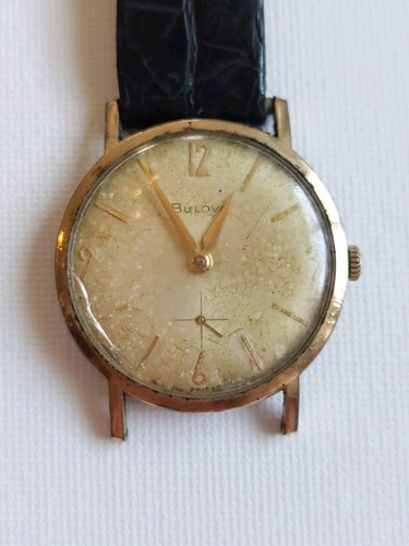 Vintage Bulova 10k rgp bezel silver rone 1/20 10k gf veisler