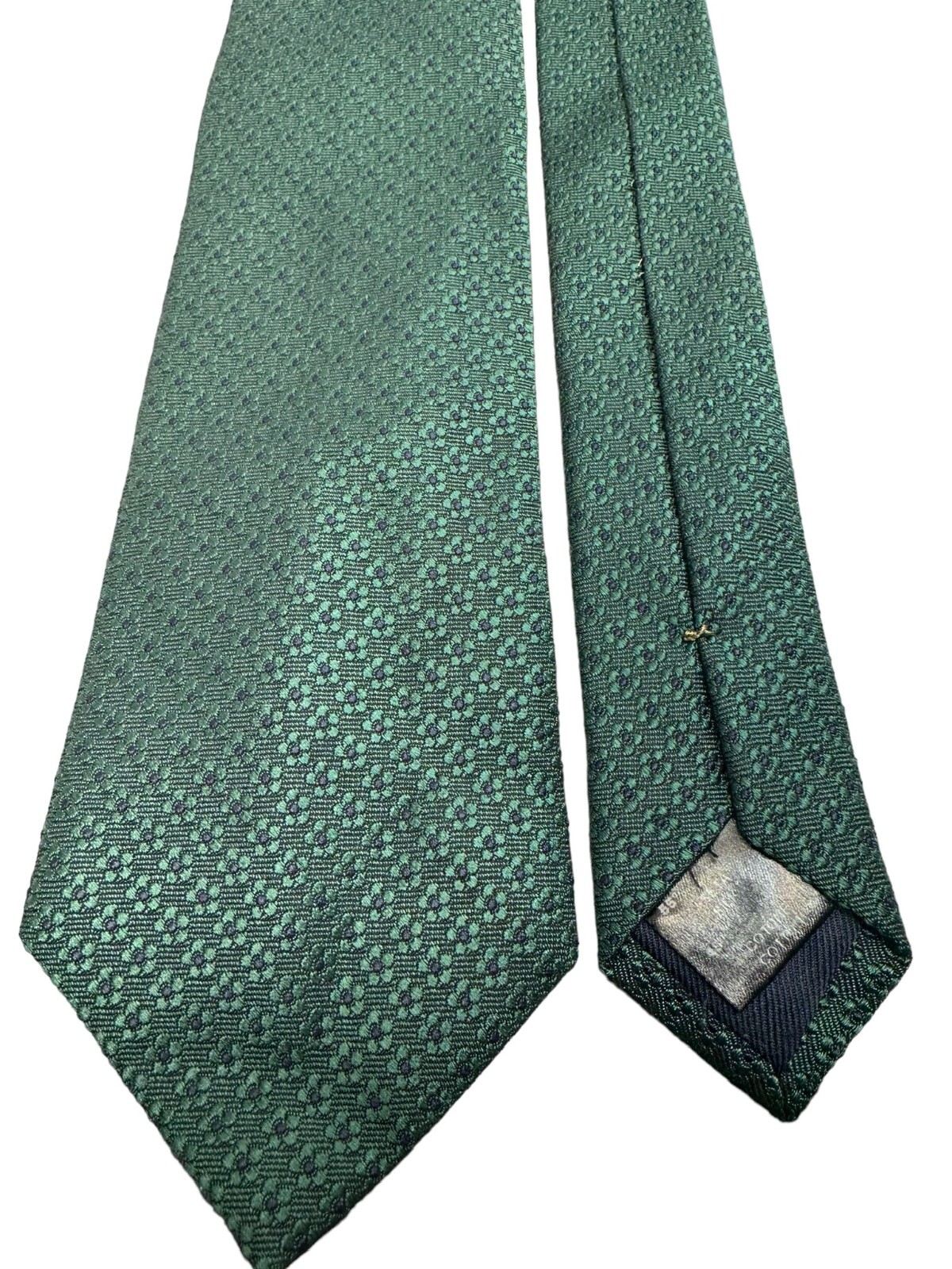 Bergdorf Goodman Italian Silk Cotton Green Floral Pattern Men's Dress Neck Tie