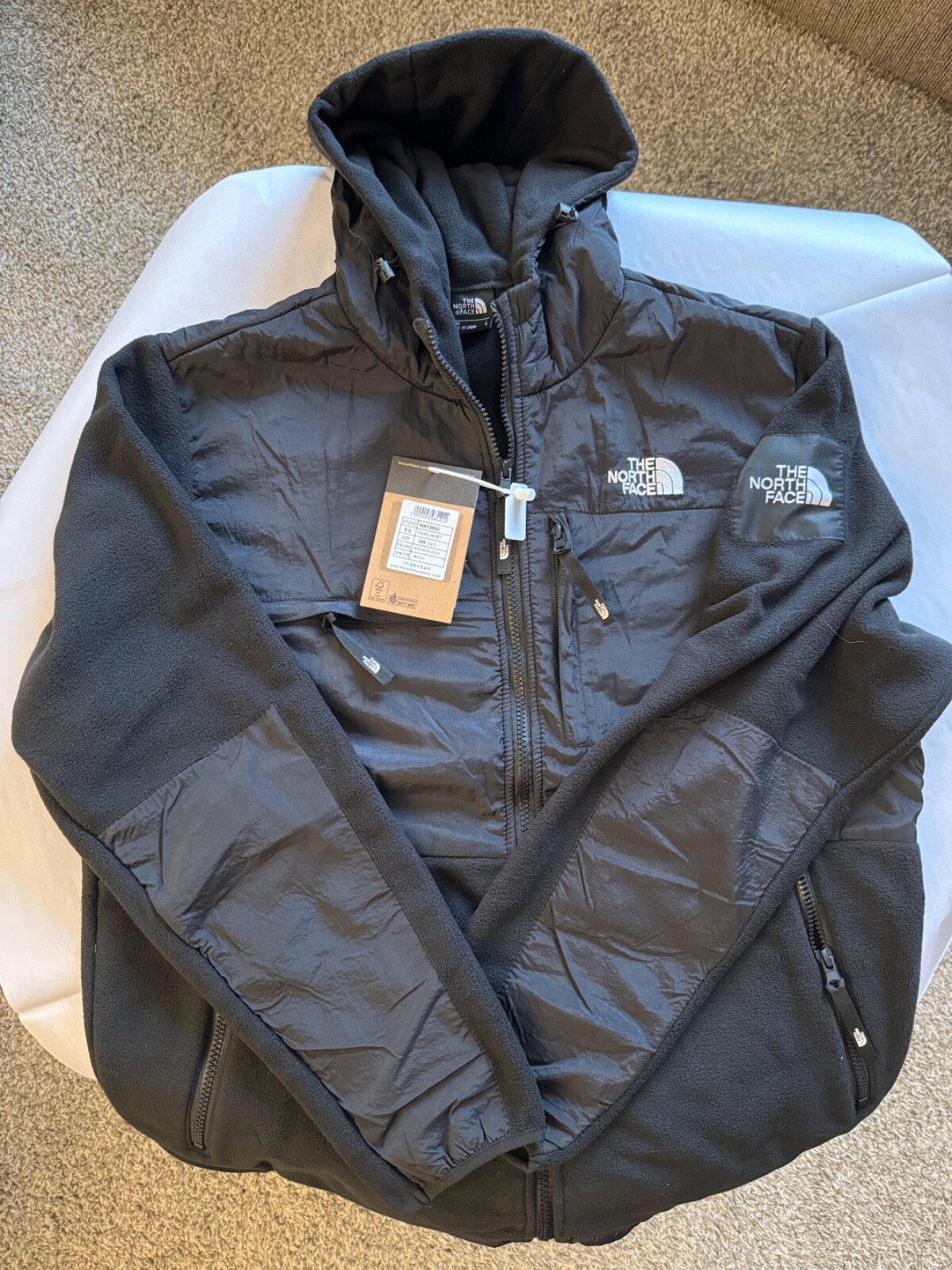 The North Face Denali Hoodie Full Zip Fleece Jacket Black Large L