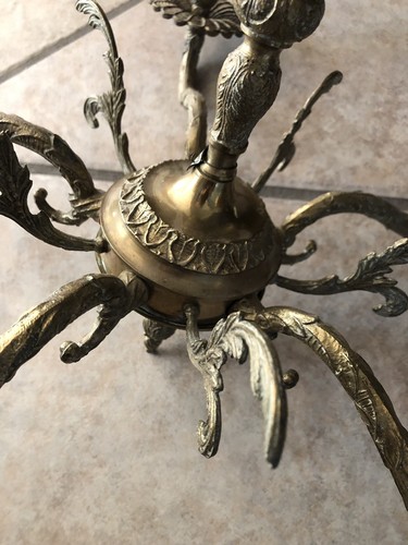 Vintage Brass and Crystal Chandelier, 5 Arms, Made in Spain