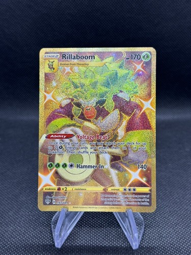 gold fishing rod pokemon card Shiny Rillaboom V SV105/SV122 Full Art Ultra Rare - Pokemon Card main image 1