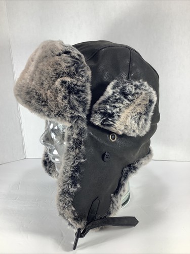 XL~Lethmik &ldquo; Let&rsquo;s Make It&rdquo;  Winter Quilted Fur Trapper Hat ~ Grayish/ Olive