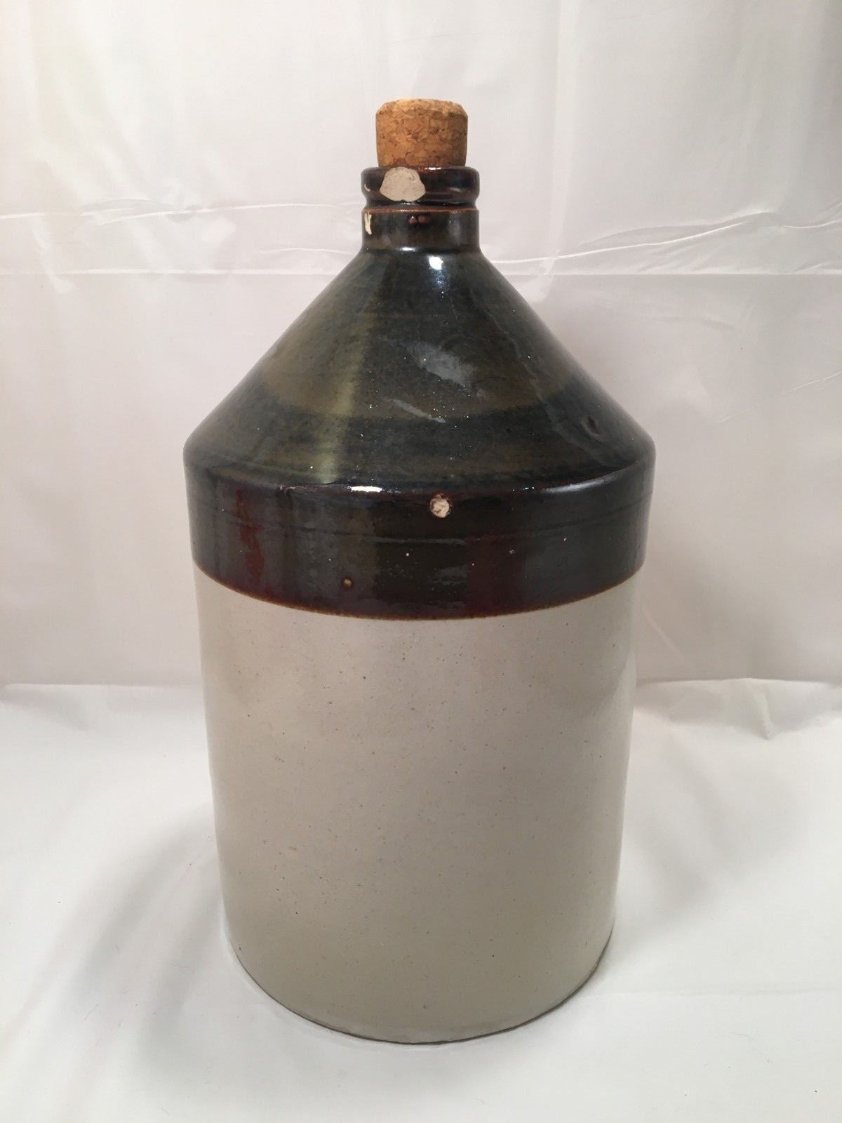 Vintage Moonshine Jug Primitive Antiques Pottery Tan Brown 6.5