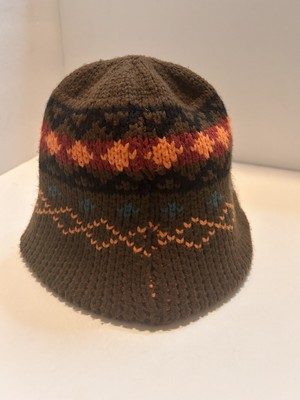 Zara Knit Bucket Hat Pink Brown Orange  Size Medium EUC