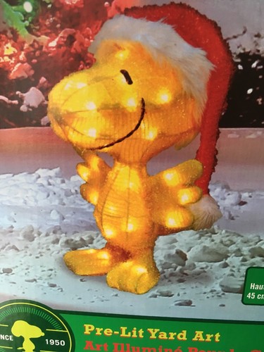 Light Up LES 3D Peanuts Woodstock in Santa Hat Christmas Yard Decoration