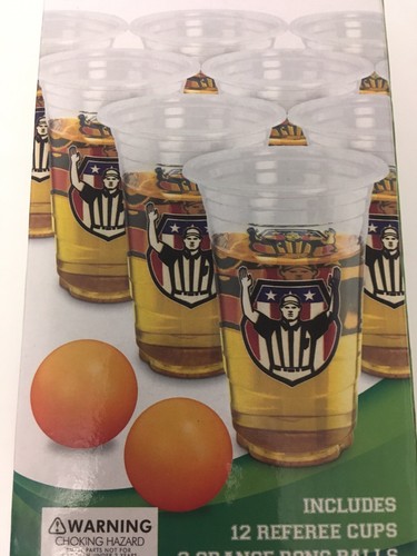 Gameday Pong Set Includes 12 15oz Referee Cups and 2 Orange Balls Party/Tailgate